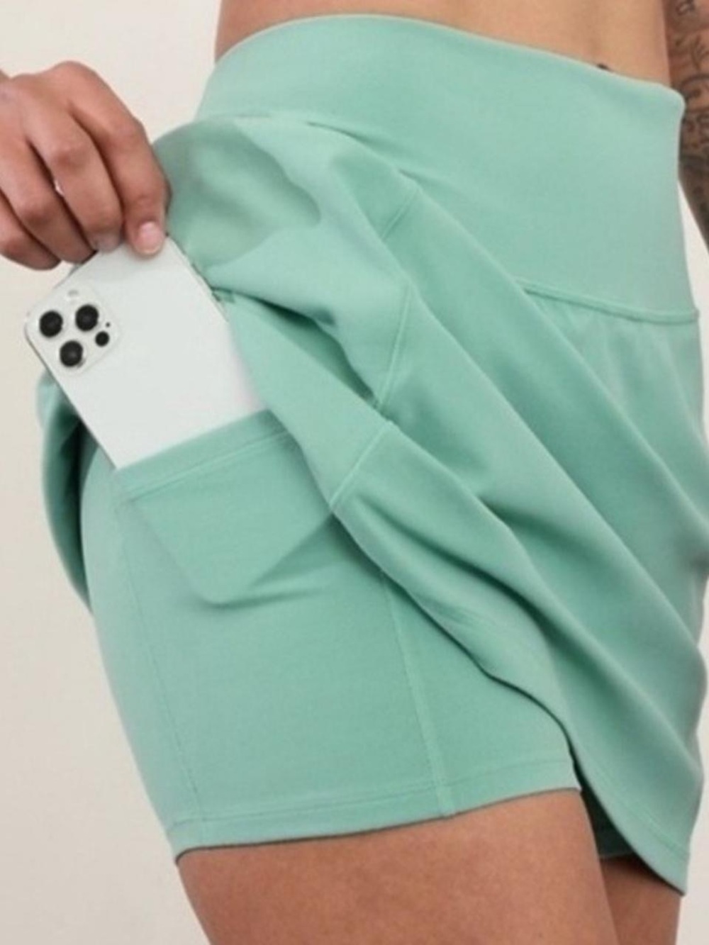 Athleta Salutation Stash Pocket 16.5" Skort Mint Green Tennis Pickleball Size M